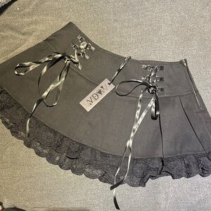 Black Lace Trim Mini Skirt